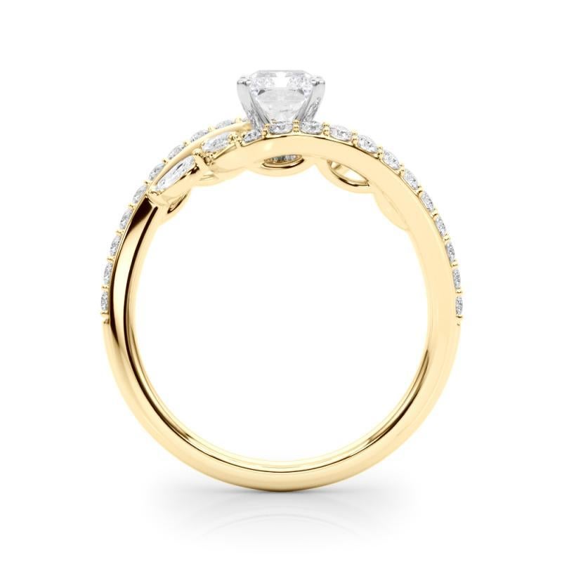GIA 1,60 quilates Anillo de diamantes de oro amarillo de 18 quilates con forma de hoja curva radiante y enredadera en Nuevo estado para la venta en New York, NY