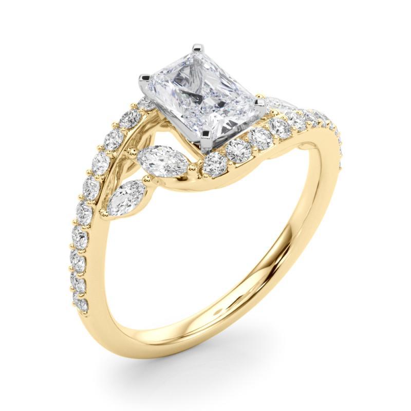 De las mujeres GIA 1,60 quilates Anillo de diamantes de oro amarillo de 18 quilates con forma de hoja curva radiante y enredadera en venta
