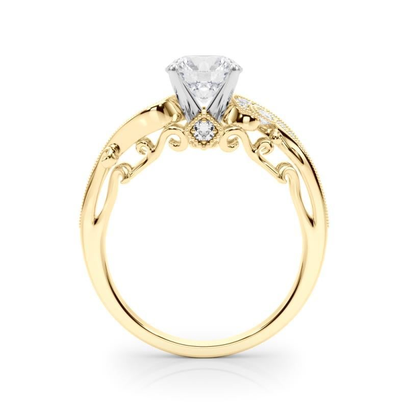 GIA 1.60 Carat Round Three-Stone Curved Bypass 18K Yellow Gold Diamond Ring For Sale 1