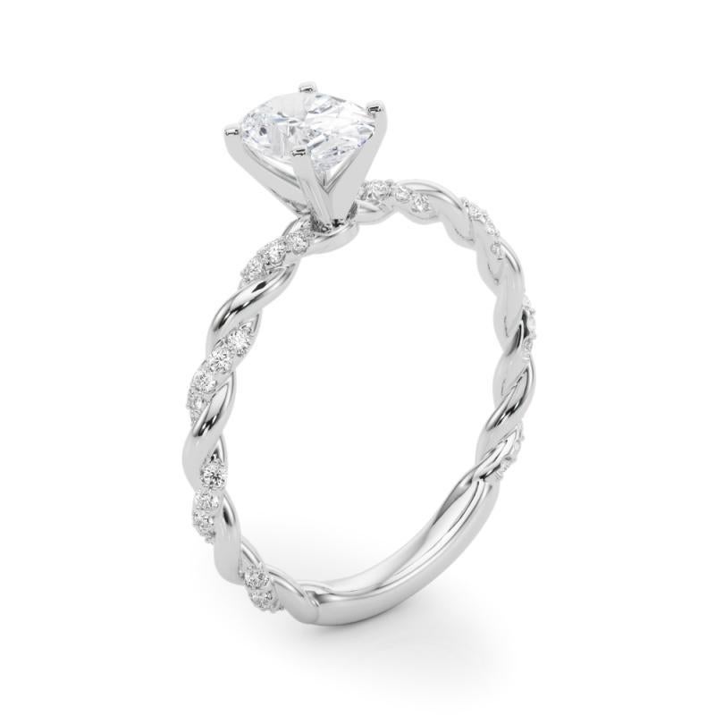 GIA 1.60ct Oval Micro Pave Twisted Braid (bracelet tressé)  Bague en diamant en vente 1