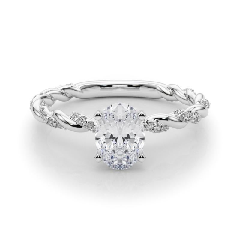 GIA 1.60ct Oval Micro Pave Twisted Braid (bracelet tressé)  Bague en diamant