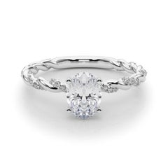 GIA 1.60ct Oval Micro Pave Twisted Braid (bracelet tressé)  Bague en diamant