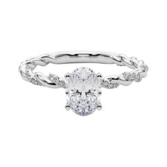 GIA 1.60ct Oval Micro Pave Twisted Braid (bracelet tressé)  Bague en diamant