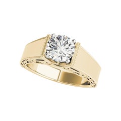 GIA 1,60ct Anello con diamante rotondo solitario inciso a foglia d'uva per cattedrale