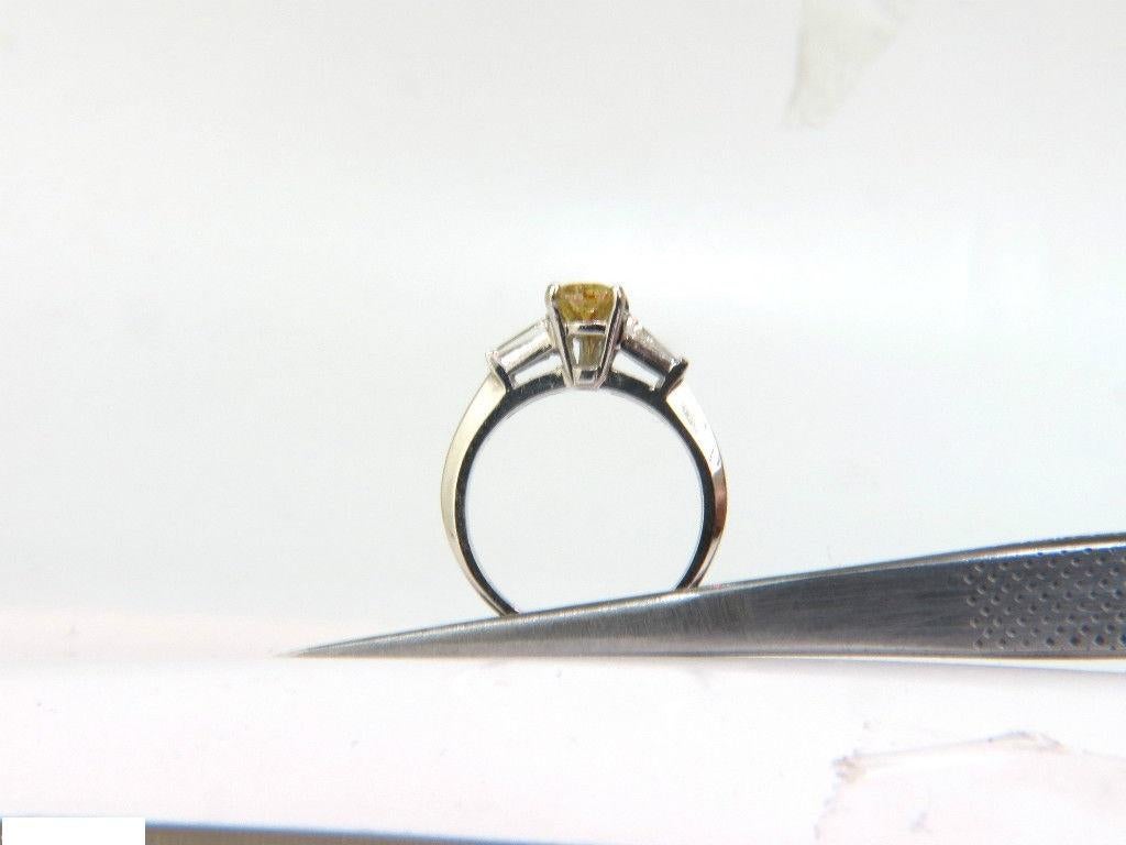 Pear Cut GIA 1.62 Carat Natural Fancy Yellow Diamond Ring Vivid and Clean For Sale