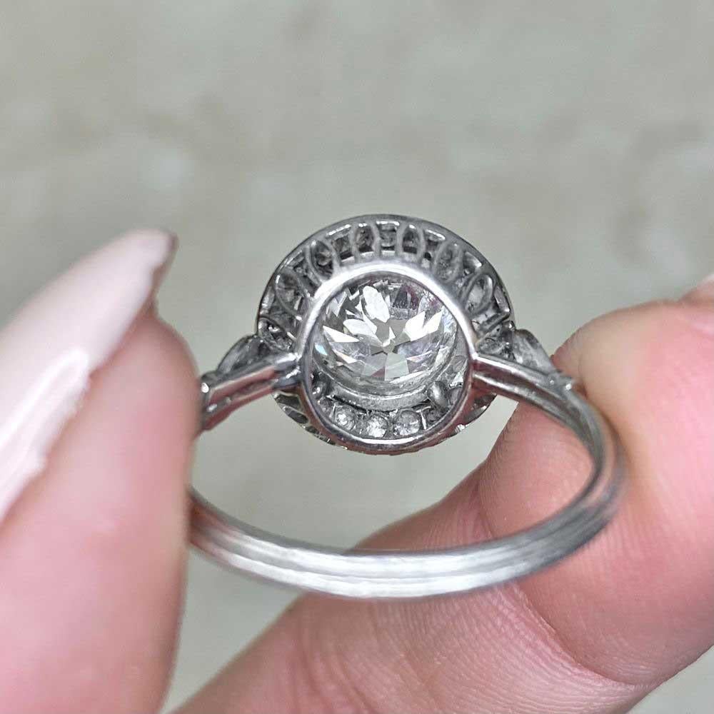GIA 1.62 Carat Old Euro-Cut Diamond Engagement Ring, VS1 Clarity, Diamond Halo For Sale 6
