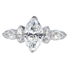 GIA 1.62 Carat Marquise Diamond Engagement Wedding Anniversary Ring
