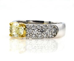GIA 1.62 Carat Natural Fancy Yellow Oval Diamond Engagement Ring Pave Platinum