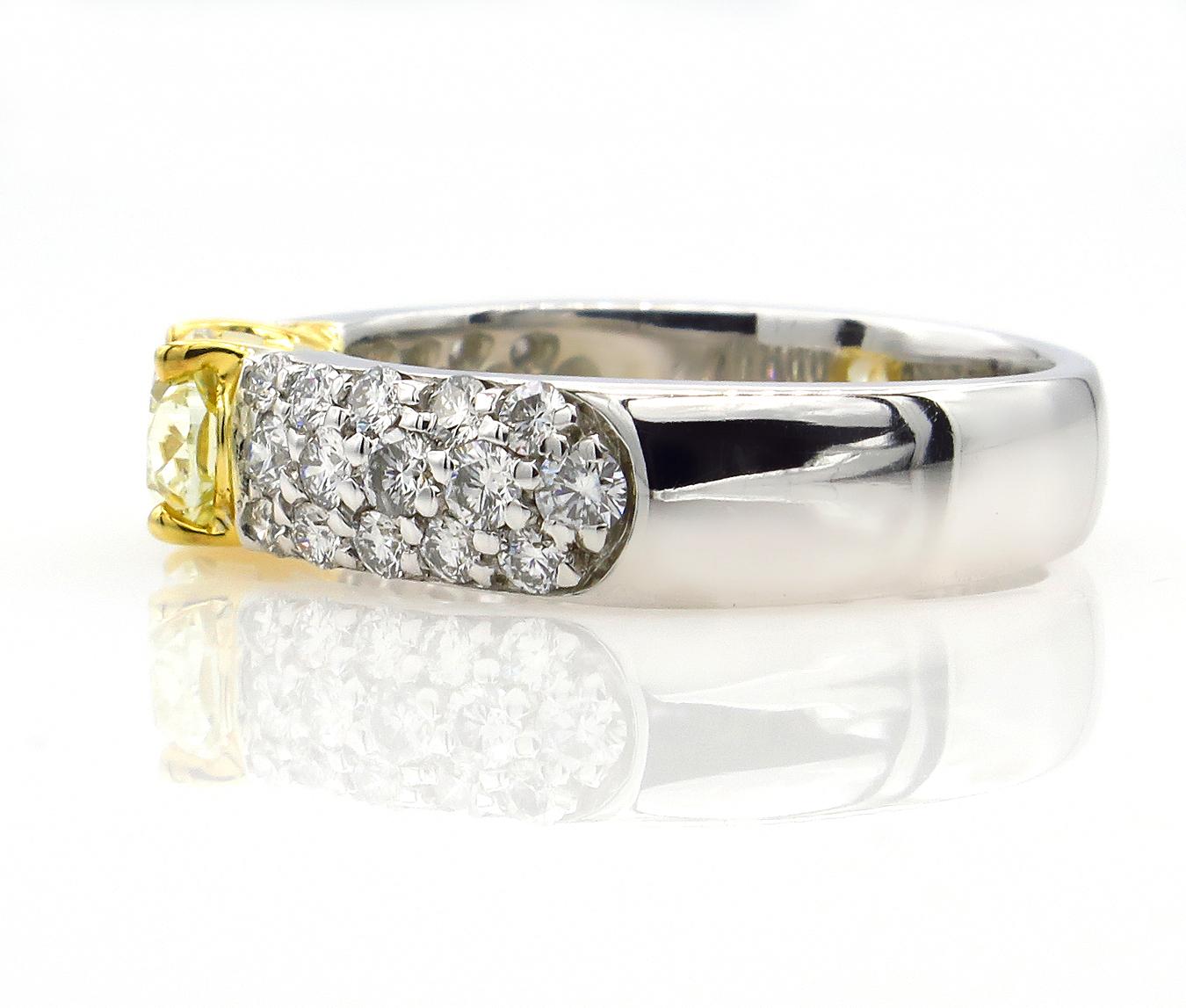 GIA 1.62 Carat Natural Fancy Yellow Oval Diamond Engagement Ring Pave Platinum 1