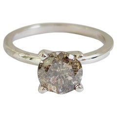 GIA 1.63 Carat Round Cut Fancy Color Diamond White Gold Ring 14 Karat