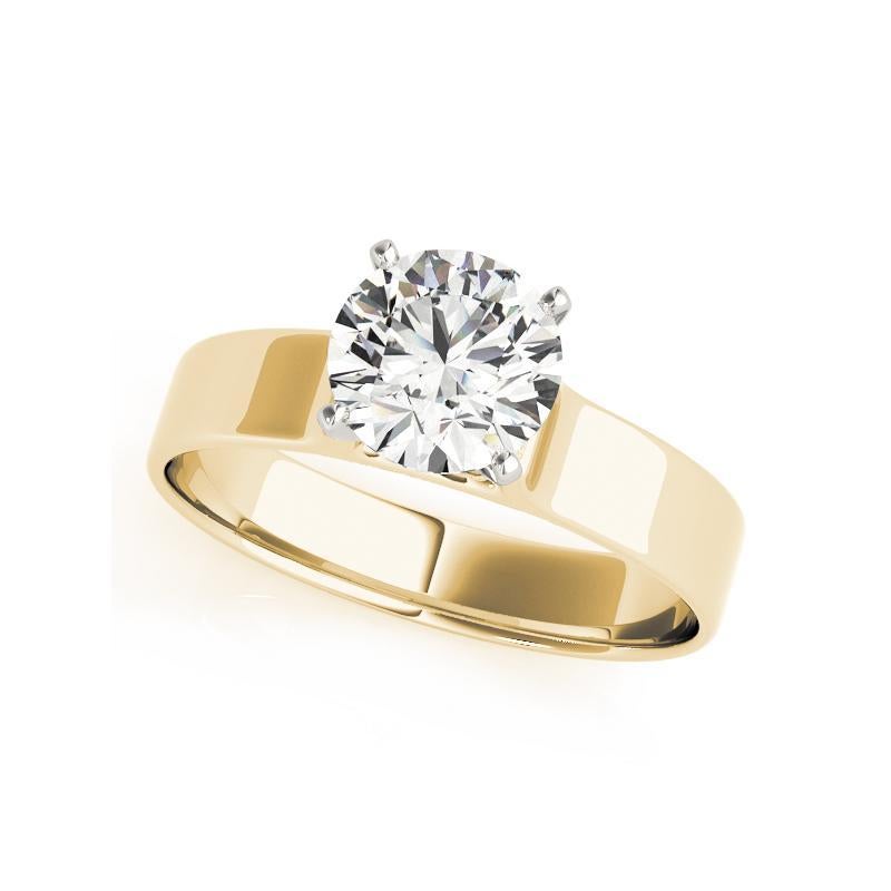 GIA 1,63 quilates Anillo de diamantes de oro amarillo de 18 quilates con solitario catedral moderno redondo Corte redondo en venta