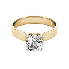 GIA 1,63 Carati Rotondo Moderno Cattedrale Solitario Anello con Diamante in Oro Giallo 18K