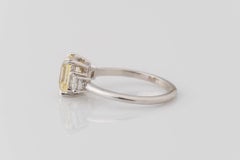 GIA 1.63 Carat Natural Yellow Sapphire Diamond Engagement Ring in 14k White Gold