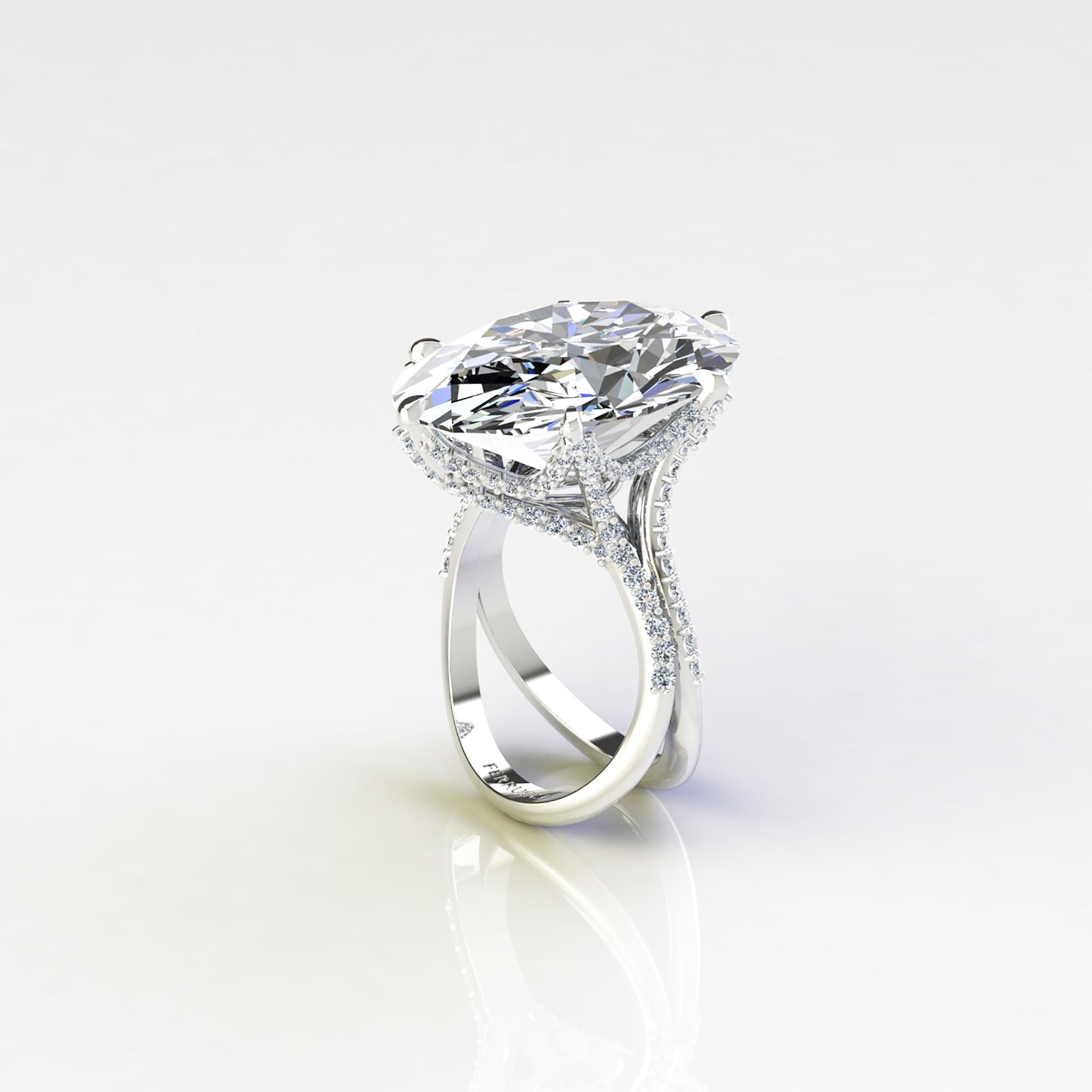 Art Nouveau GIA 16.37 Carat Oval Diamond 0.78 Carat White Diamonds Platinum 950