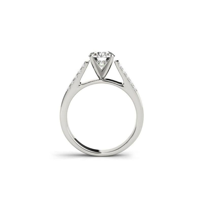 Round Cut GIA 1.63ct Round Double Channel Solitaire Cathedral White Gold Diamond Ring For Sale
