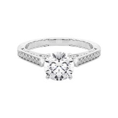 GIA 1.63ct Anillo de diamantes redondo filigrana vintage catedral de oro blanco
