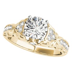 GIA 1.63ct Solitario rotondo e pietra laterale Anello di diamanti a fiore in filigrana