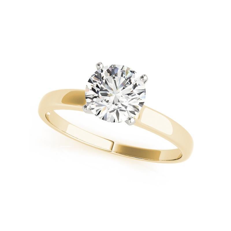 GIA 1,64 Karat Runder Solitär Quadratischer Rand Band 18K Gelbgold Diamantring (Rundschliff) im Angebot