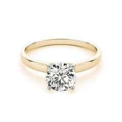 GIA 1,64 Karat Runder Solitär Quadratischer Rand Band 18K Gelbgold Diamantring