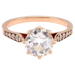 GIA 1.65 Carat Old European Cut 18K Rose Gold Engagement Ring