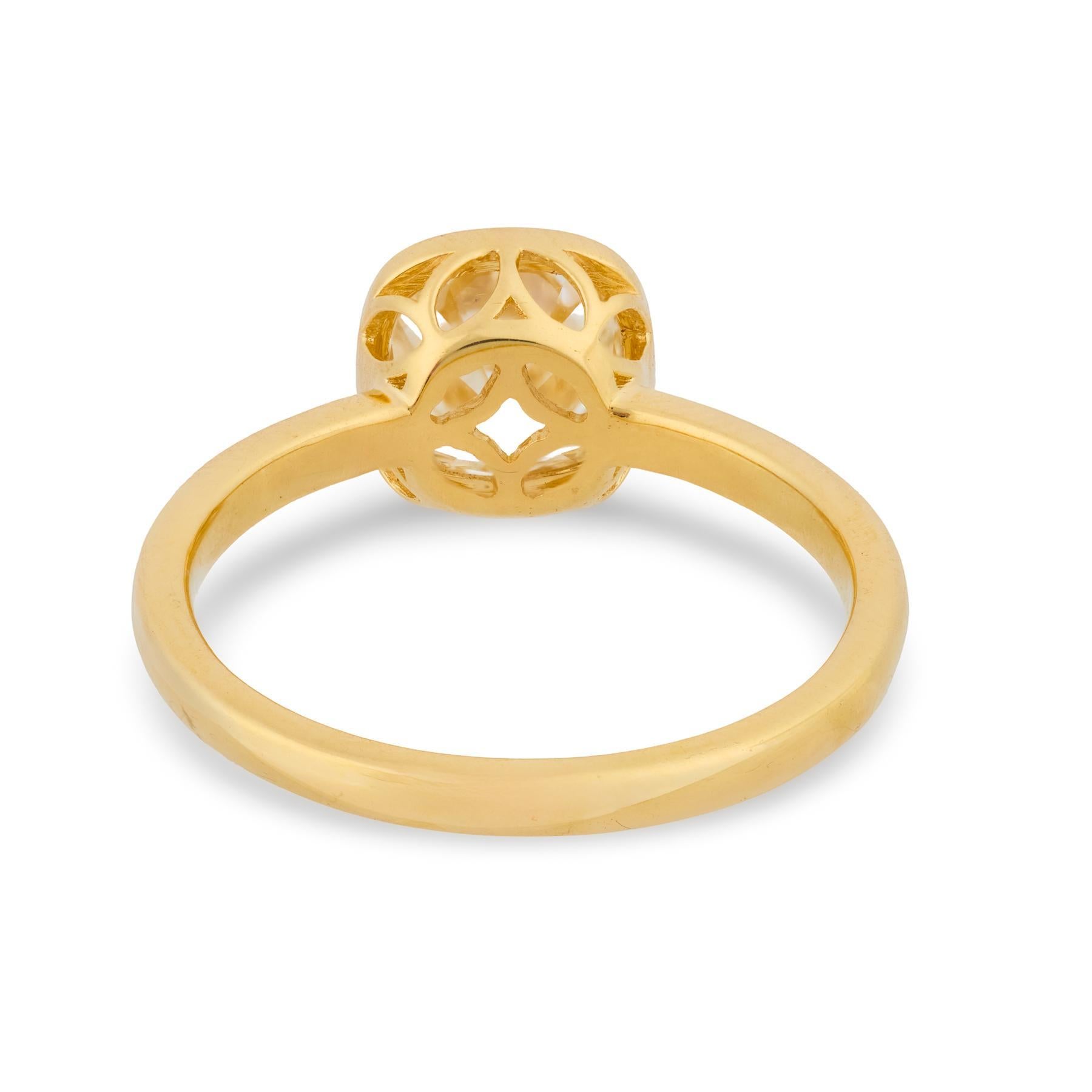 Bague de fiançailles en or jaune 18k GIA 1,66 carat diamant taille ancienne mine en vente 1