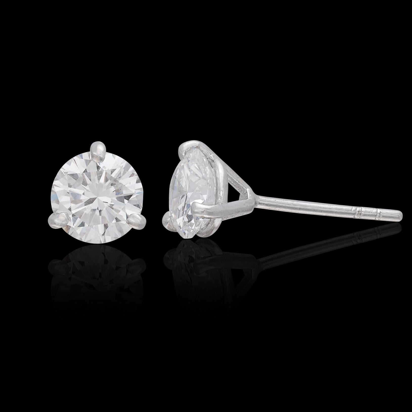 Women's or Men's GIA 1.66-cts. Diamond Stud Earrings