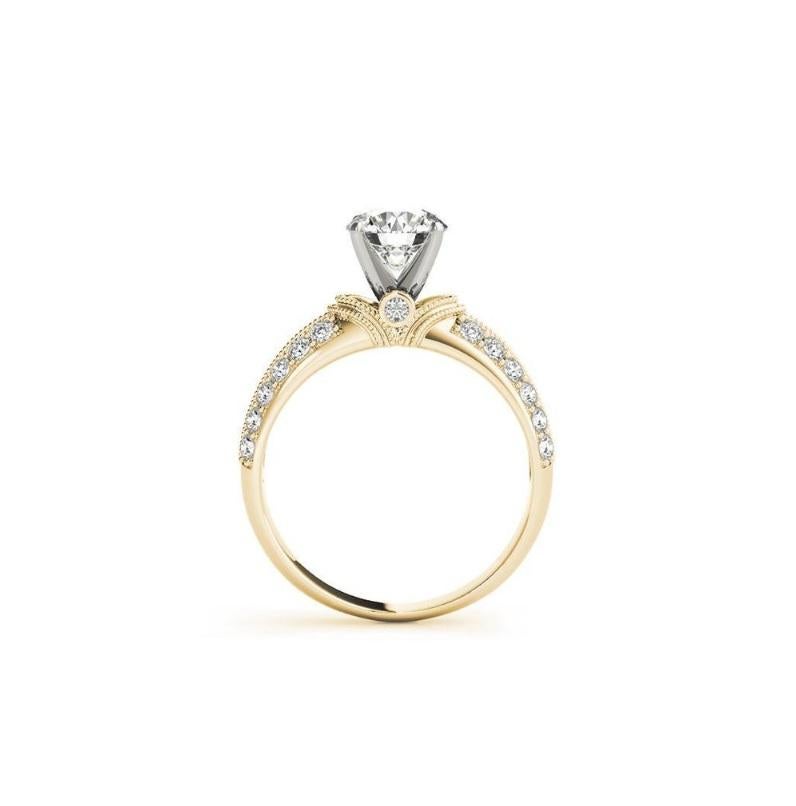 GIA 1,66ct Solitario rotondo a doppio canale Anello con diamante Chevron in oro giallo In condizioni Nuovo in vendita a New York, NY