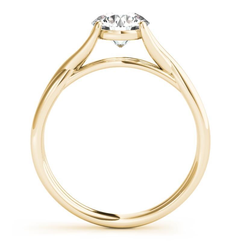 Taille ronde GIA 1.66ct Round Solitaire Prong Set Cathedral 18K Yellow Gold Diamond Ring en vente