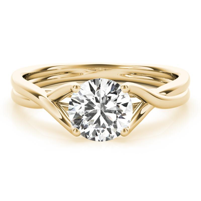 GIA 1.66ct Round Solitaire Prong Set Cathedral 18K Yellow Gold Diamond Ring Neuf - En vente à New York, NY
