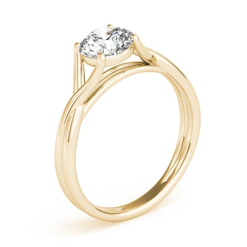 GIA 1.66ct Round Solitaire Prong Set Cathedral 18K Yellow Gold Diamond Ring Pour femmes en vente