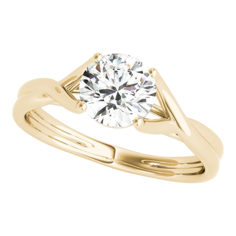 GIA 1,66ct Anello con diamante rotondo solitario incastonato nella cattedrale in oro giallo 18 carati