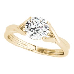 GIA 1,66ct Anello con diamante rotondo solitario incastonato nella cattedrale in oro giallo 18 carati