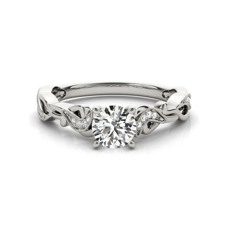 GIA 1.66ct Round Twisted Vine Solitaire Milgrain White Gold Diamond Ring Neuf - En vente à New York, NY