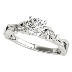 GIA 1.66ct Round Twisted Vine Solitaire Milgrain White Gold Diamond Ring