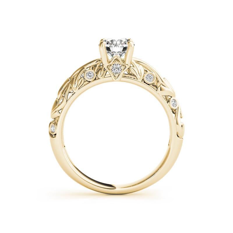 Taglio rotondo GIA 1,66ct Anello con diamante rotondo d'epoca in filigrana a traliccio in oro giallo 18 carati in vendita