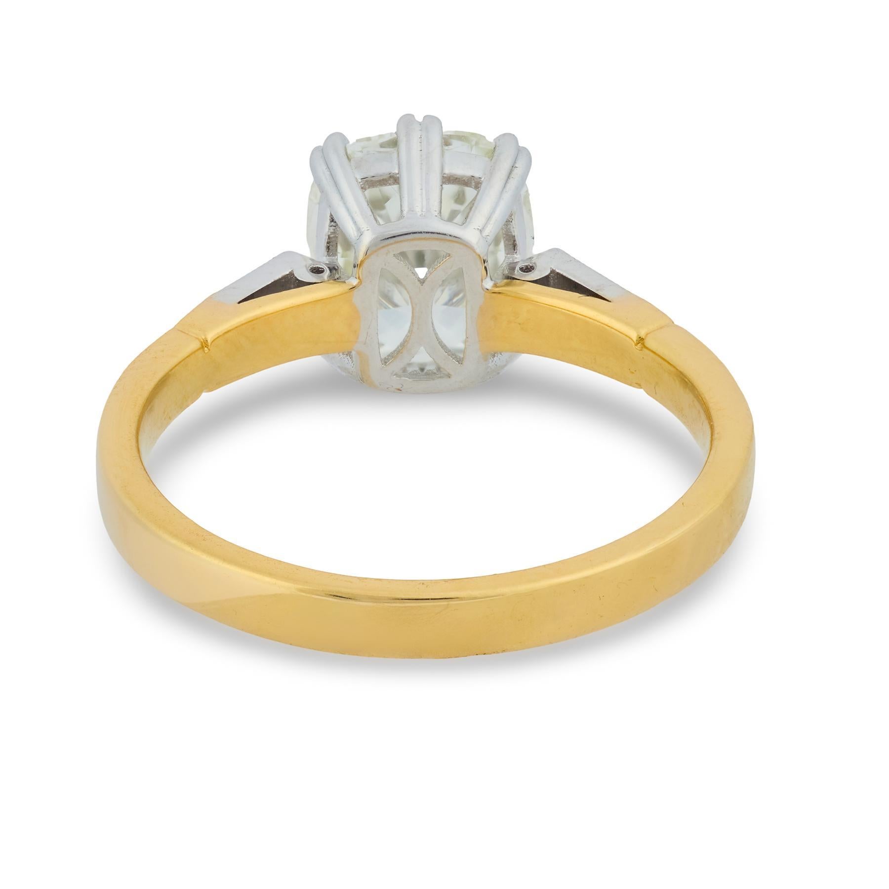 Bague de fiançailles en or 18k GIA 1,67 carat diamant taille mine ancienne Pour femmes en vente