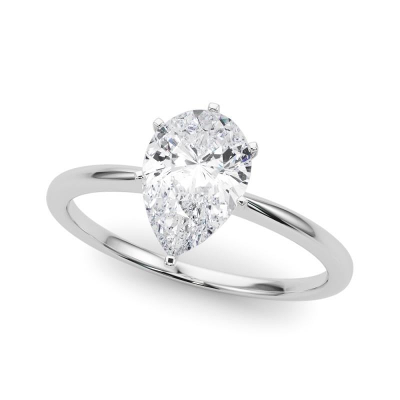 GIA 1,67 ct Pera Slim Banda Prong Set Solitario  Anillo de diamantes Corte pera en venta