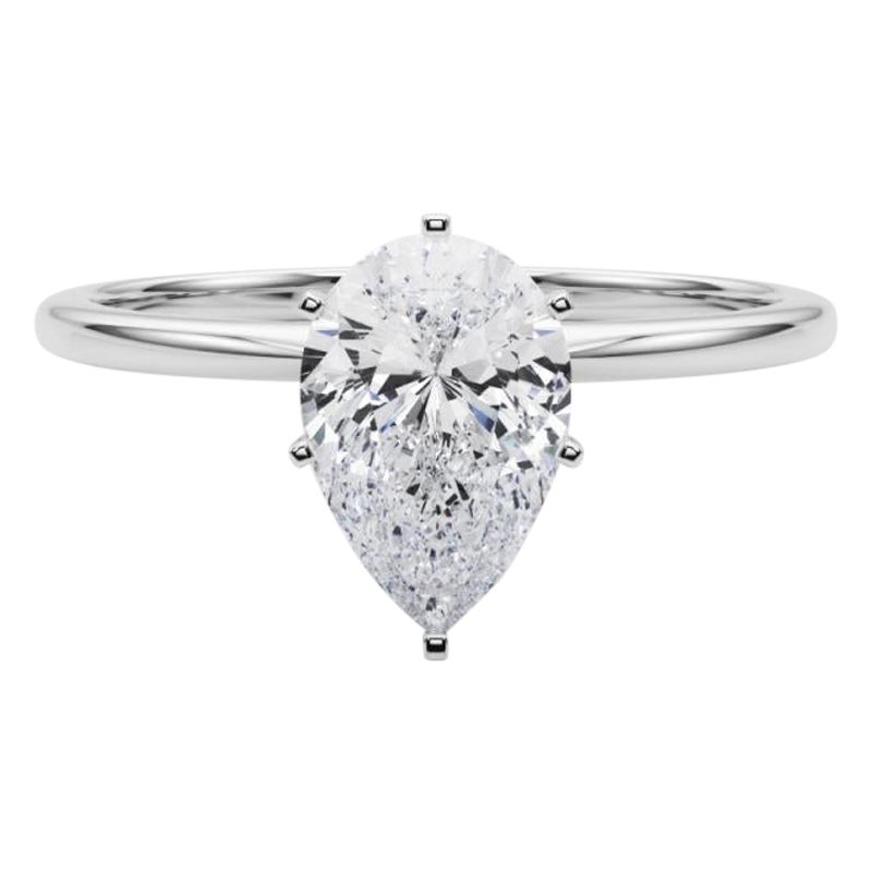 GIA 1,67 ct Pera Slim Banda Prong Set Solitario  Anillo de diamantes