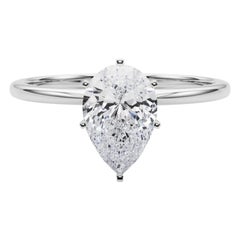 GIA 1,67 ct Pera Slim Banda Prong Set Solitario  Anillo de diamantes