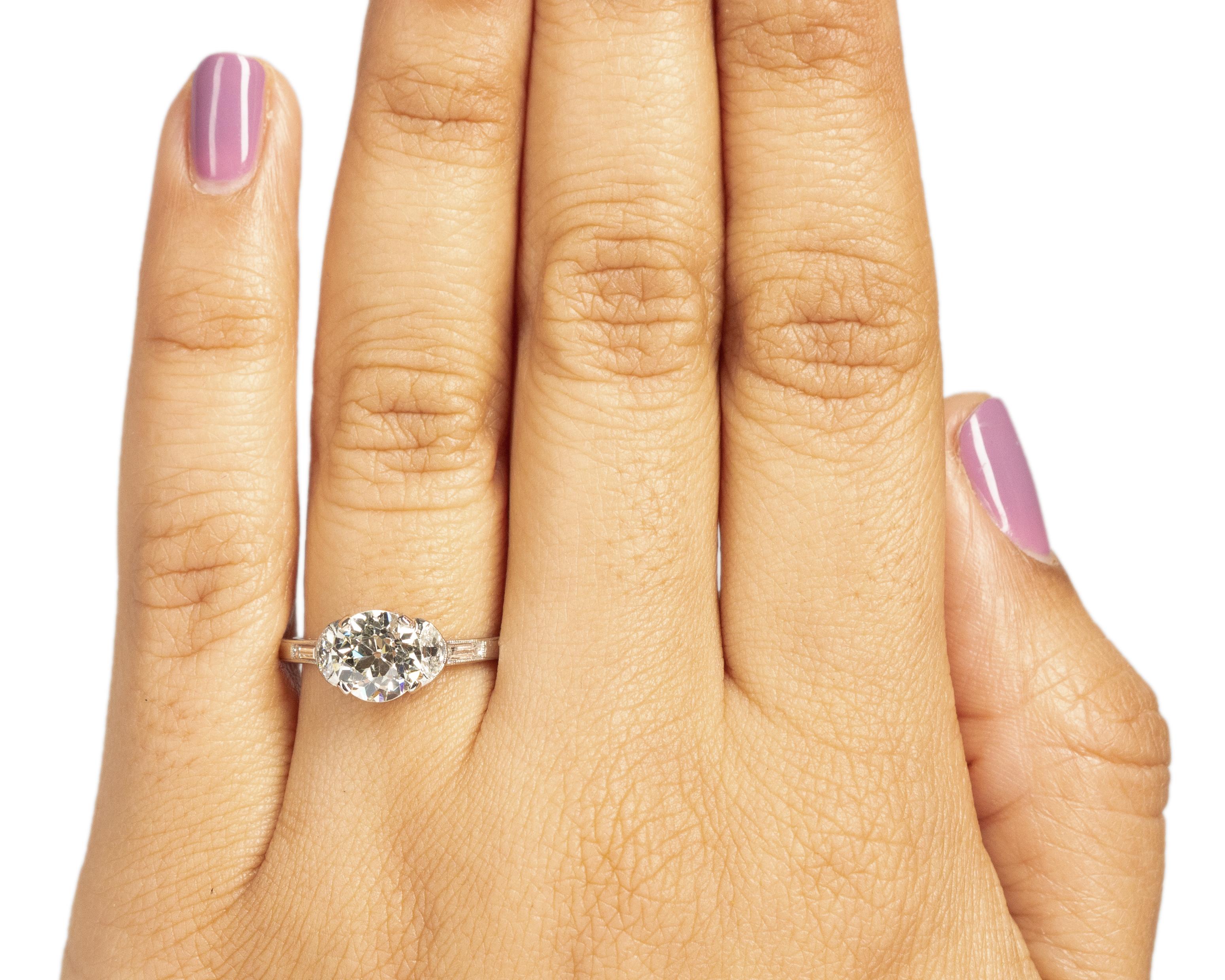 GIA 1.69 Karat Gesamtgewicht Art Deco Diamant Platin Verlobungsring im Zustand „Gut“ im Angebot in Atlanta, GA