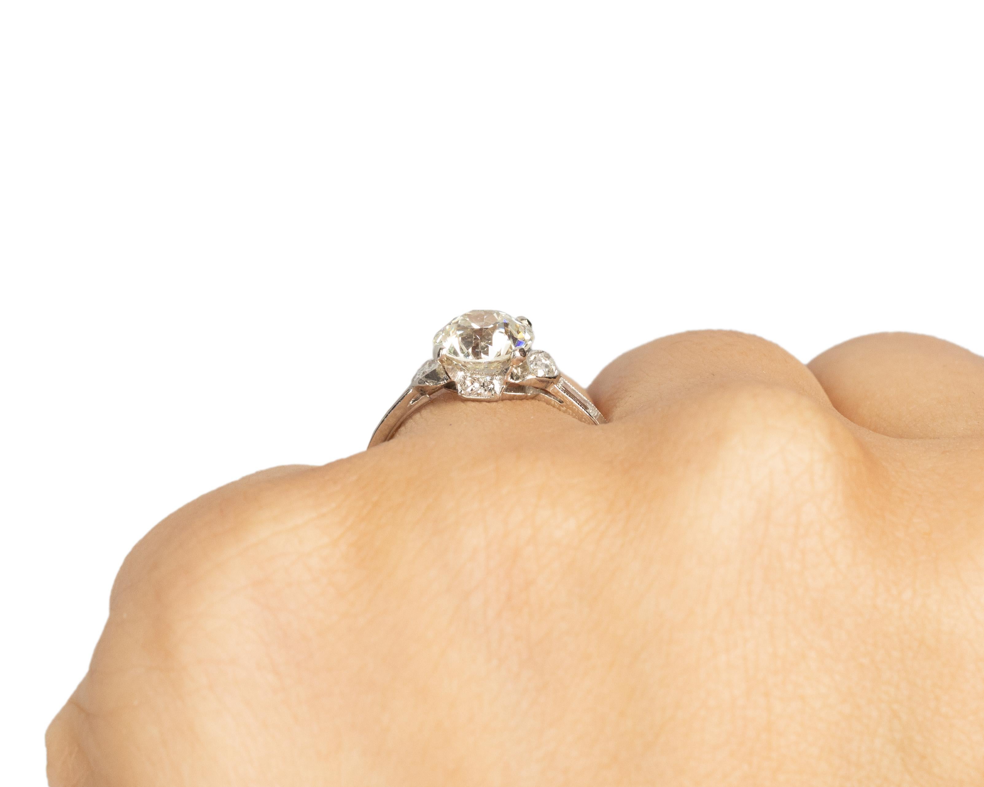 GIA 1.69 Karat Gesamtgewicht Art Deco Diamant Platin Verlobungsring Damen im Angebot