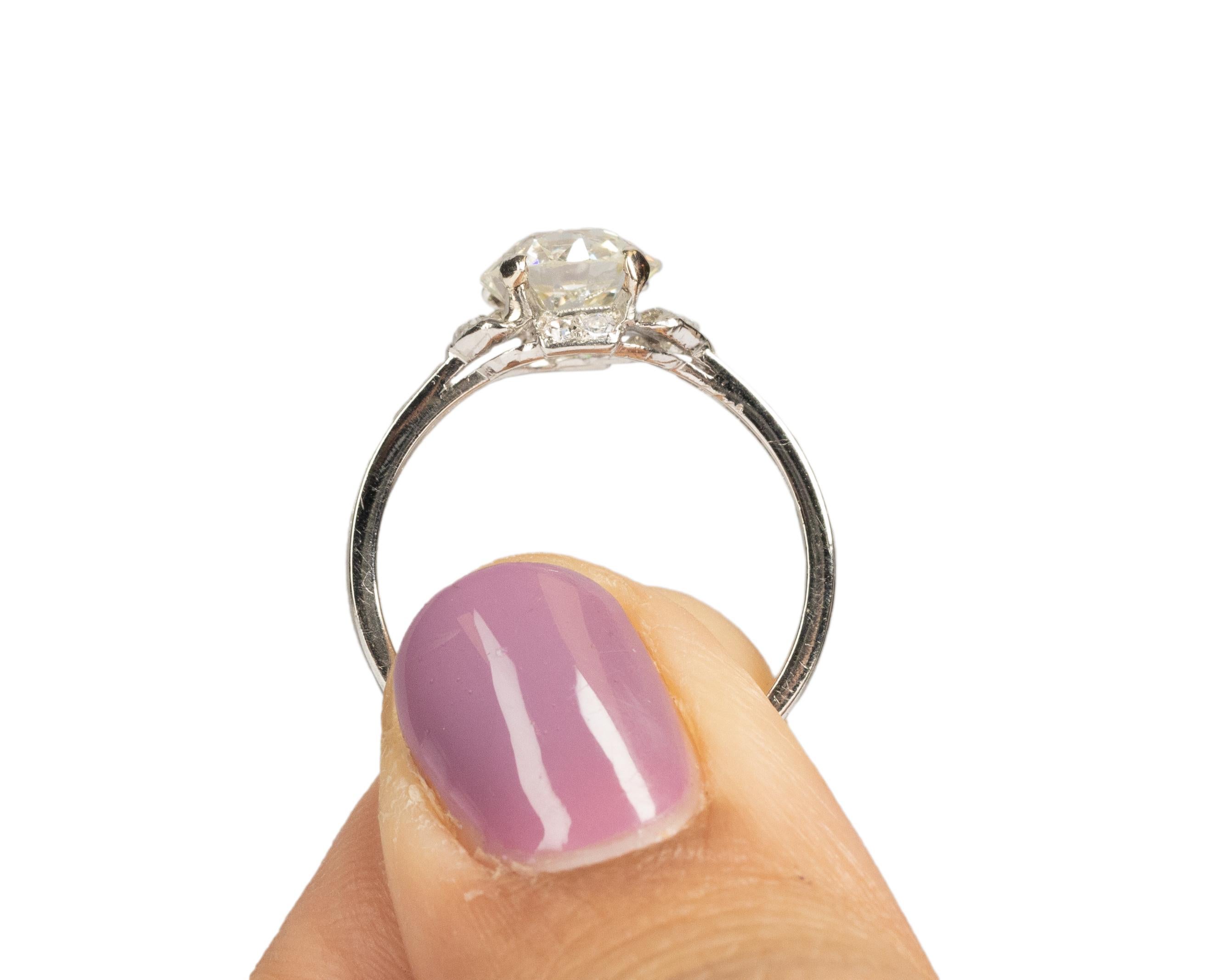 GIA 1.69 Karat Gesamtgewicht Art Deco Diamant Platin Verlobungsring im Angebot 2
