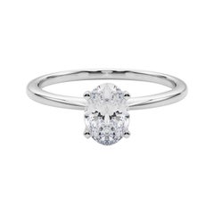 GIA 1,6ct Oval Slim Band Prong Set Solitaire in oro bianco 18K Diamond Ring
