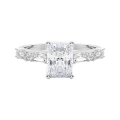 GIA 1.6ct Radiant Round & Baguette Channel Band Bague diamant en or blanc 18K