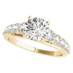 GIA 1.6ct Round Entwined Prong Trellis Cathedral Yellow Gold Diamond Ring