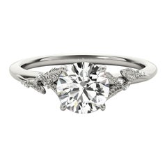 GIA 1.6ct Round Garden Vine & Leaf Cathedral 18K White Gold Diamond Ring