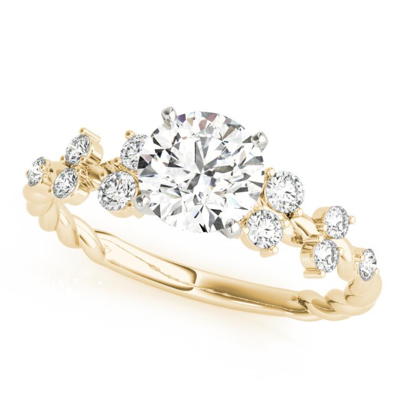 Taglio rotondo GIA 1,6ct Anello con diamante rotondo in oro giallo 18K a forma di traliccio di vite e corda ritorta in vendita