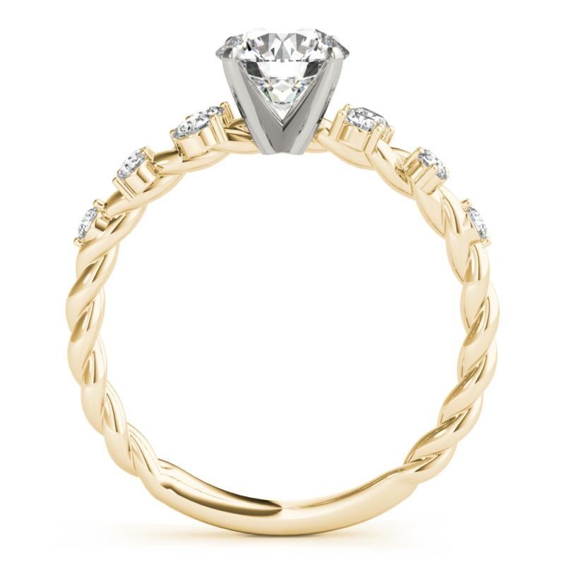 GIA 1,6ct Anello con diamante rotondo in oro giallo 18K a forma di traliccio di vite e corda ritorta In condizioni Nuovo in vendita a New York, NY