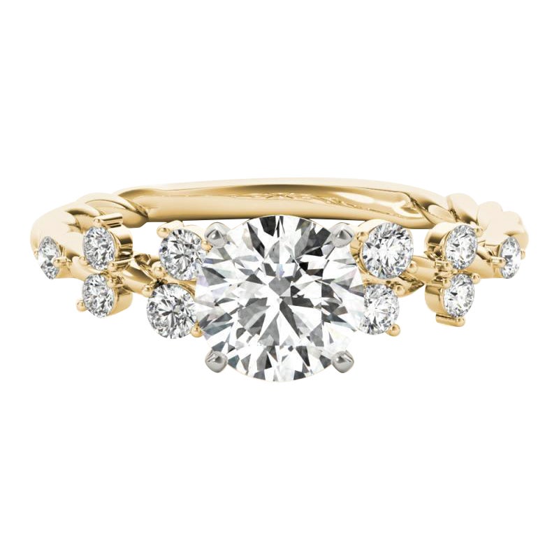 GIA 1,6ct Anello con diamante rotondo in oro giallo 18K a forma di traliccio di vite e corda ritorta