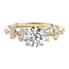 GIA 1,6ct Anello con diamante rotondo in oro giallo 18K a forma di traliccio di vite e corda ritorta